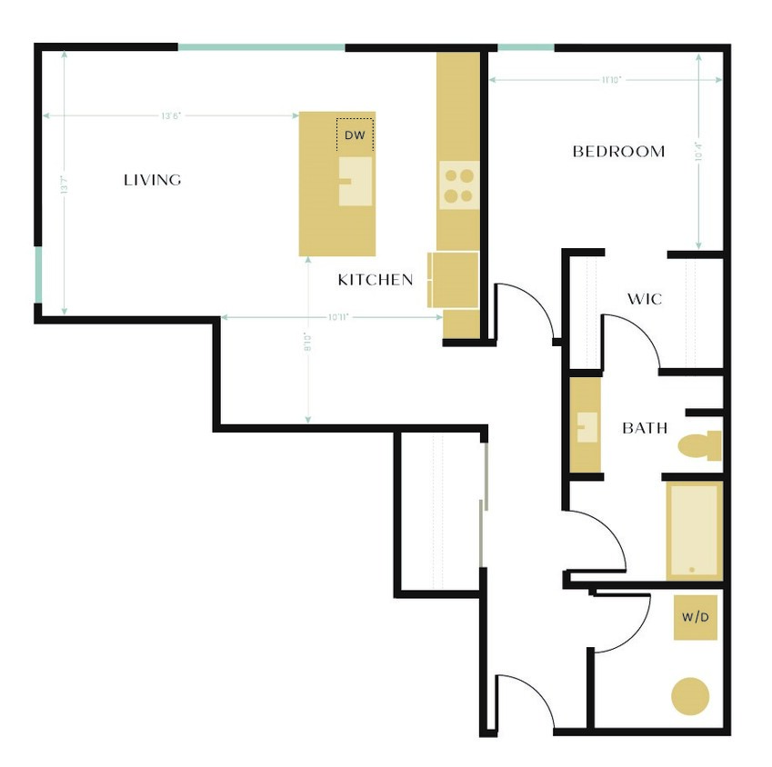 Floor Plan - A4 (1BD/1BA)