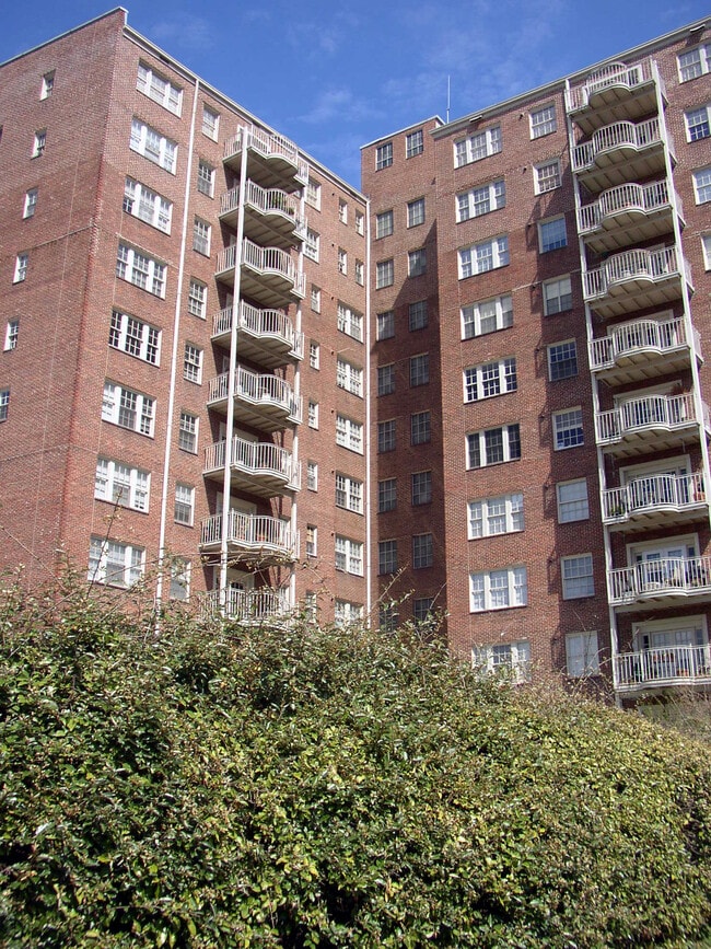 Looking east towards the rear of the building - Claridge Manor Apartments