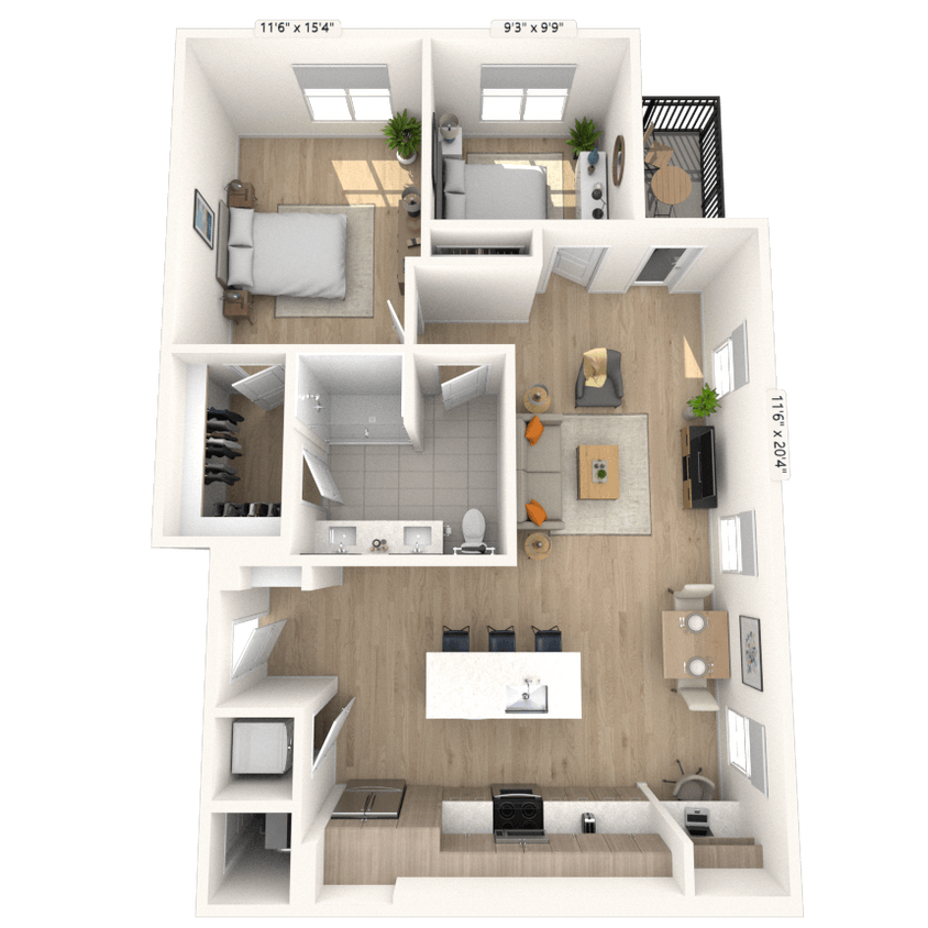 Floor Plan - AD 1x1 1058 SF