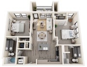 Two Bedroom - 999 sq ft Floor Plan - Mesquite Trails at Brooks