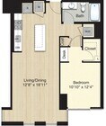Nivel 65.1 - 1 cama/1 baño con rincón con ventana