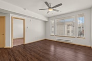 Spacious living area with large windows