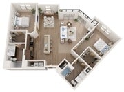 Floor Plan E2 | The Woodlands Apartments | Apartments in Menomonee Falls, WI