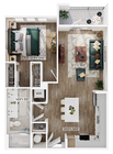 Explore this contemporary apartment layout designed for modern living and comfort.