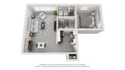 A 3D floor plan rendering of The Ariana Suite.