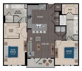 B1-2X2 floor plan 1414 Texas Downtown