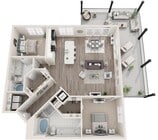The Dominion, Two Bedrooms, Two Bathrooms, 1458-1554 sqft, Laundry Room with Full-Size Washer/Dryer, Wrap Around Patio/Balcony in Selected Units, Two Walk-in Closets