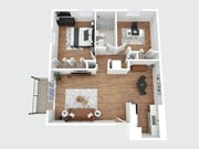 2 Bedroom - 3D Floorplan