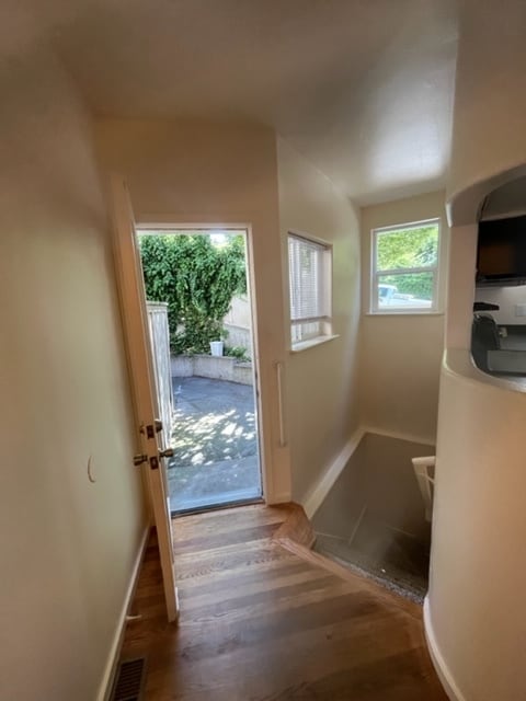 Looking at the front door