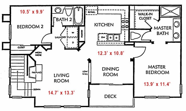 floor plan & dimensions - 3767 Carmel View Rd Rental