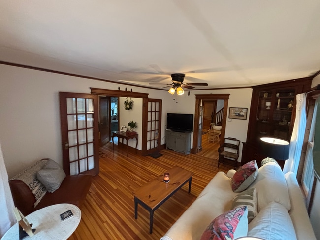 French doors, built-in cabinet in living room - 35 Prospect St Unit 35A Prospect Street
