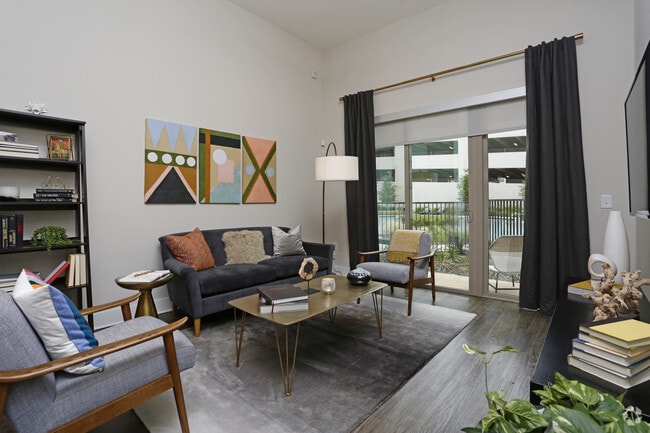 1BR,1BA - 749SF - LIVING ROOM - Madera at Leftbank