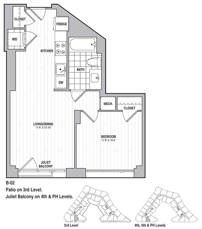 Floor Plan - 1 Bed 1 Bath 581