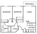 2BR/1BA