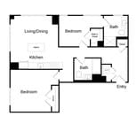 Serenity - B25 - 2 Beds - 2 Baths - 986 Sq. ft.