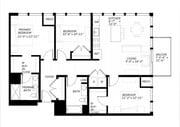 3 Bed B floor plan District 1860