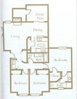 3BR/2BA 1100 SF