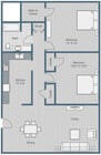 2Bed/1Bath (1044 sqft)