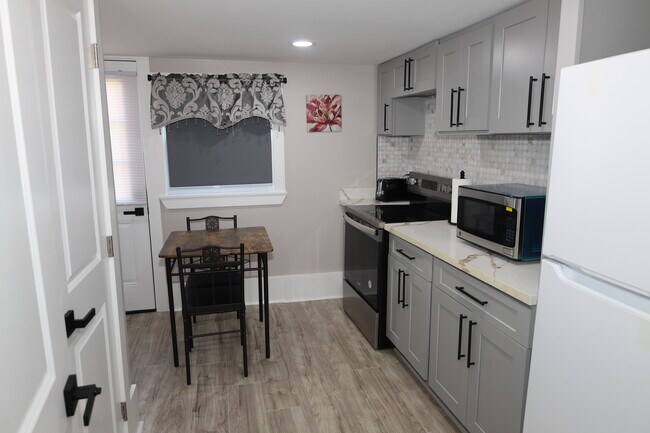 The kitchen area.
