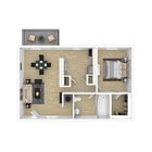 1 Bedroom, 1 Bath - 850 sq. ft. - 3D Furnished