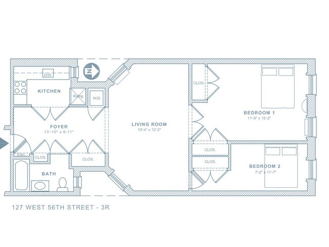 Floorplan - 127 West 56th Street Unit Apt 3R