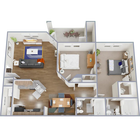 B2 - Apartamento de 1,006 pies cuadrados, dos habitaciones y dos baños