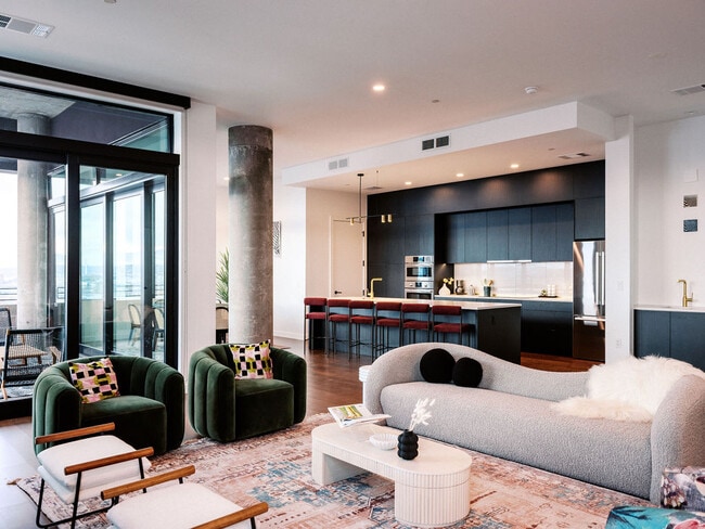 Open LIving Room & Kitchen - Flora RiNo Rental