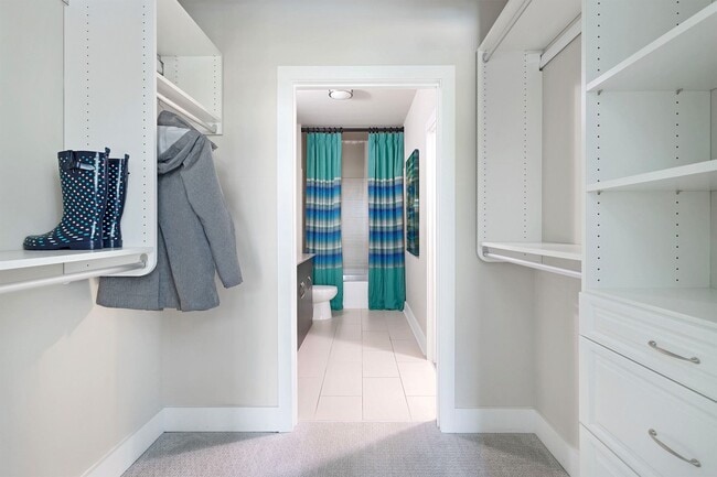 Select homes feature custom shelving in bedroom closets