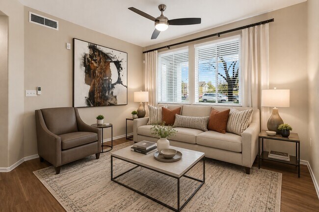 Step into refined living at Highland Groves at Morrison Ranch. This stylish living area, featuring natural light and modern decor, offers comfort and elegance. Don’t miss your chance to call this space home—schedule a visit today!