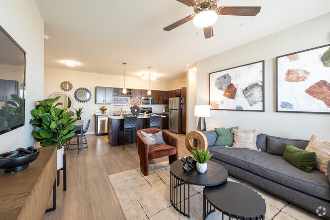 2BR, 2BA - 1,089SF - Living Room & Kitchen