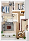 2 x 2 Floor Plan