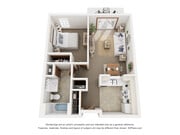 Explore this chic one-bedroom apartment layout, perfect for modern living.