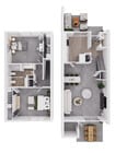 Valley Run 2 Bedroom 1.2 Bathroom 2 Level_allinone_3D