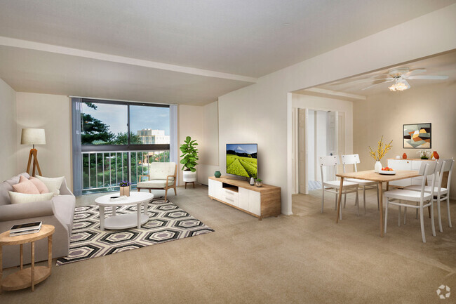 Spacious living and dining area at London Park Towers Apartments in Alexandria, VA - London Park Towers Apartments