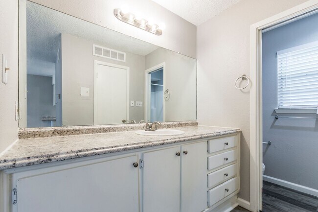 Lots of storage space in bath areas
