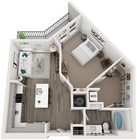 One Bedroom One Bath Floor Plan