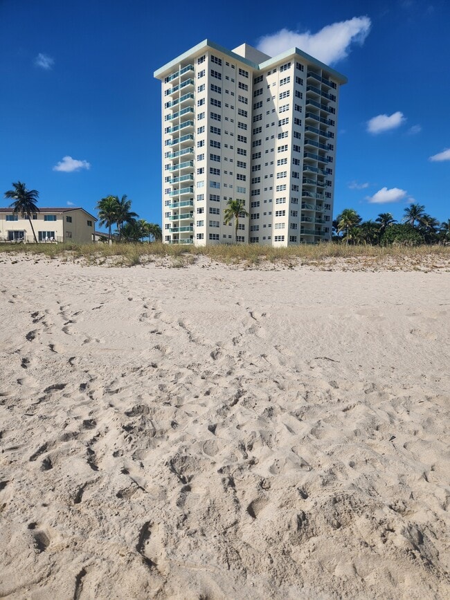 View of Condo from Beach - 6000 N Ocean Blvd Unit 5E