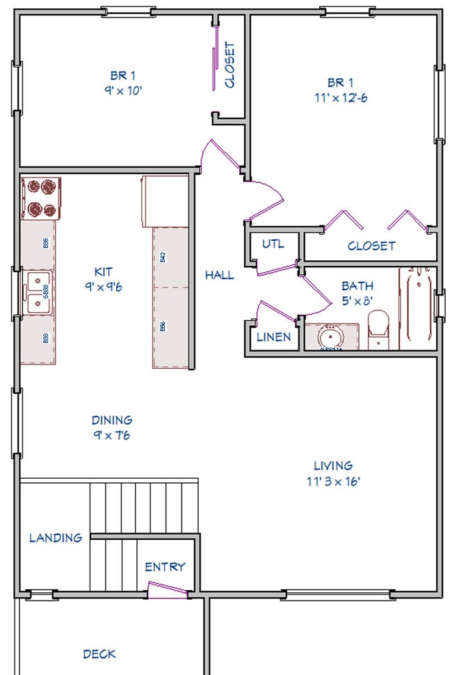 Floor Plan - 231 Lindley Rd Apartamentos Unidad C
