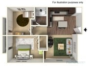 Two Bedroom Floorplan - Island Kitchen Design