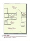 1 Bedroom, 1 Bath Floor PLan