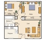 2BR/1BA
