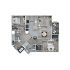 Dos habitaciones, dos baños (1088 pies cuadrados)