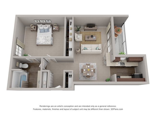 1 Bedroom 1 Bath Floor Plan