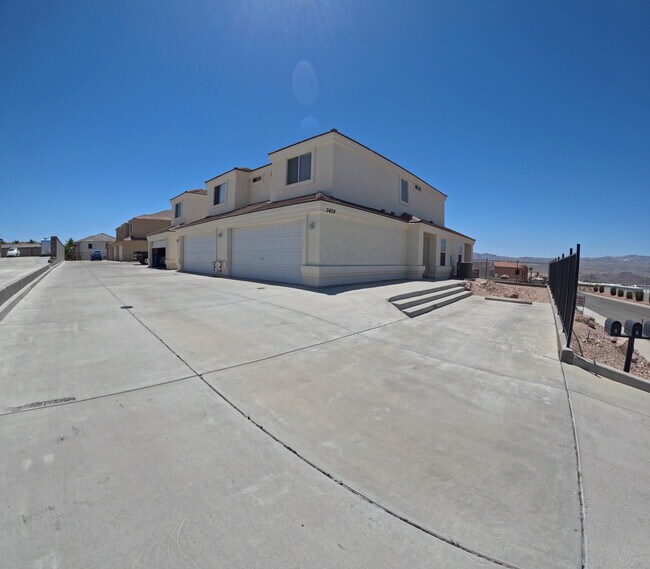 Front of unit and side parking