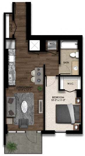 Floor Plan - 1 Bed/1 Bath-1E