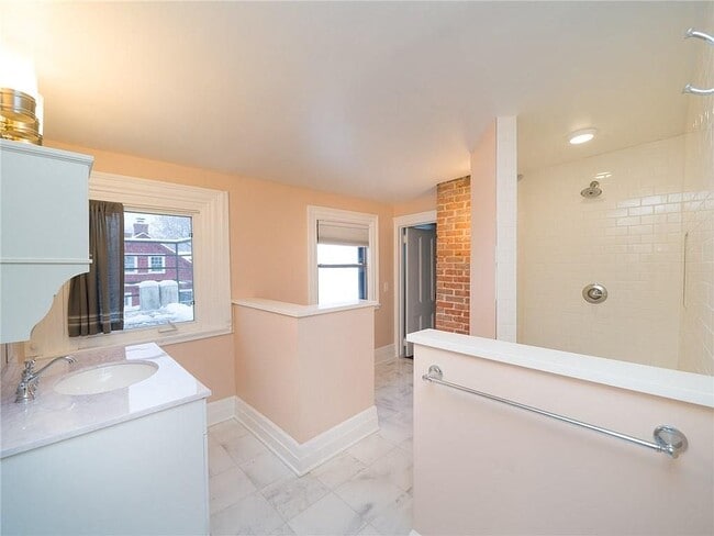 Bathroom - walk in shower, multiple shower heads, heated floors - 240 Culver Rd Unit Apt 3 - Furnished Corporate Short-term