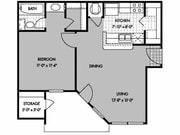 A1 - 1BR/1BA 561 sq ft