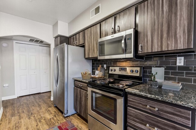 Kitchen with stainless steel appliances