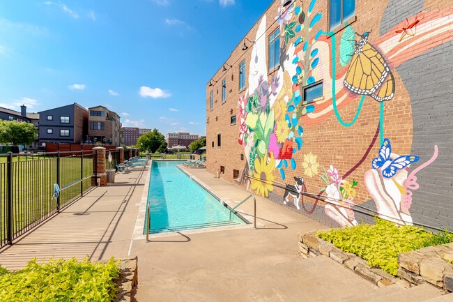 Pool Area with Beautiful Community Mural