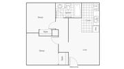 2 BR x 1 BA Floorplan
